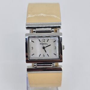 Fossil Women's Watch 28MM White Dial Cream Leather Bands New Battery